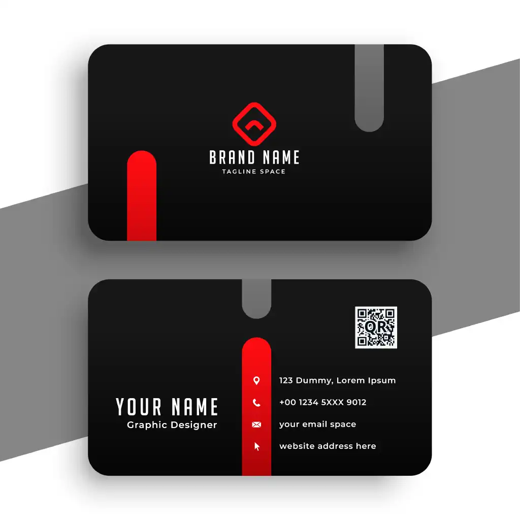 Free vector minimal abstract red and black business card template