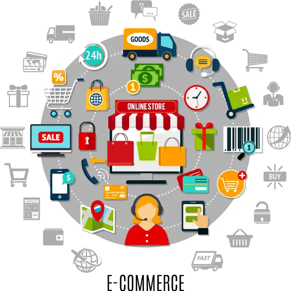elementi e concetto del negozio online di e-commerce