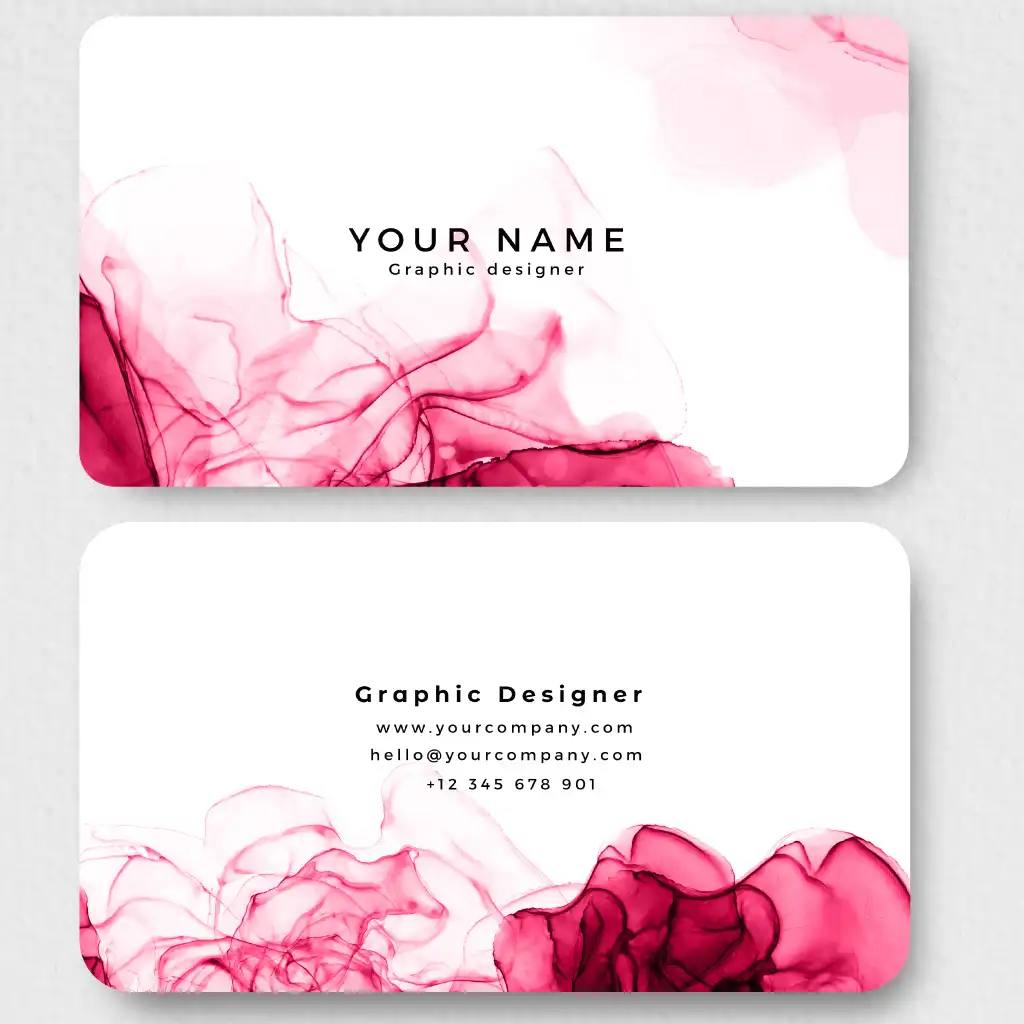 modern pink alcohol ink business card